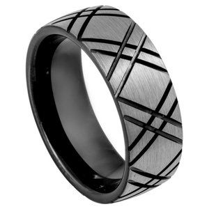 8MM TUNGSTEN WEDDING BAND DOUBLE X DESIGN RING